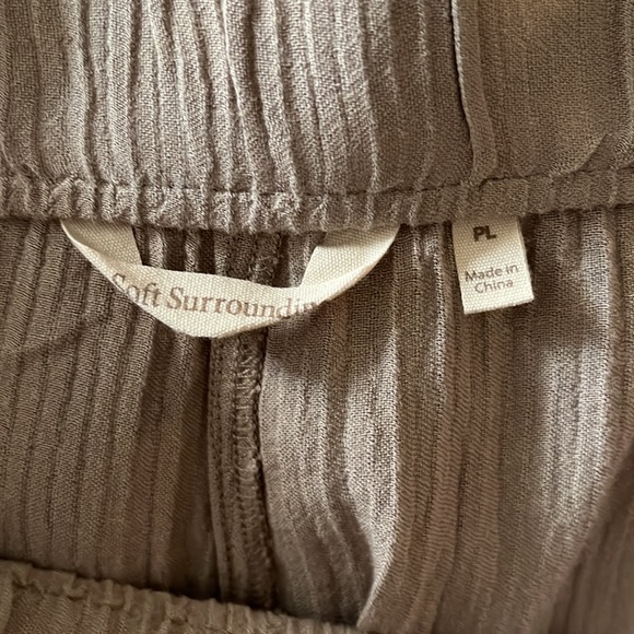 NWOT Soft Surroundings Petites Oceo Gauze Wide-Leg Pants Pebble Taupe PL - Picture 5 of 7